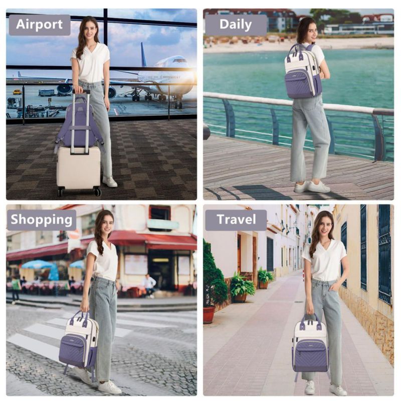 Mochila Bagswan 15.6" con carga USB impermeable color púrpura