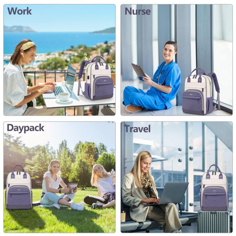 Mochila Bagswan 15.6" con carga USB impermeable color púrpura