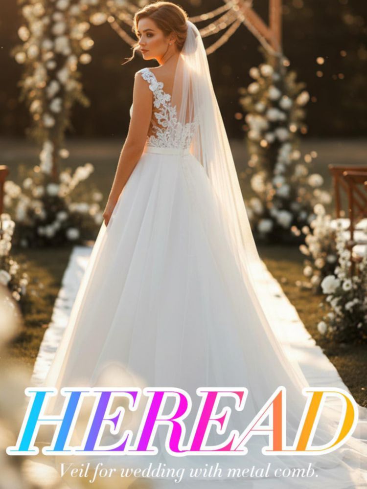 Velo de Boda HEREAD 300 cm Largo Tipo Catedral Blanco