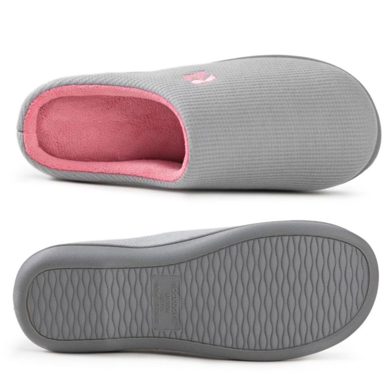 Pantufla RockDove 27-28 cm Gris/Rosa con espuma viscoelástica