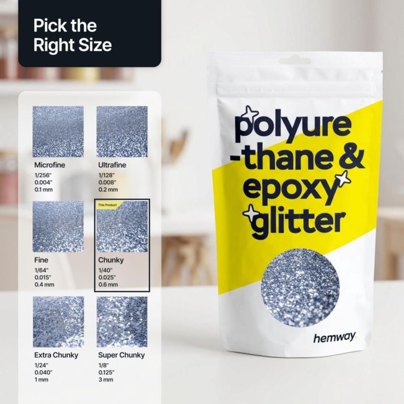 Purpurina Hemway Azul Celeste 100 g de Partículas Gruesas para Poliuretano y Resina Epoxi