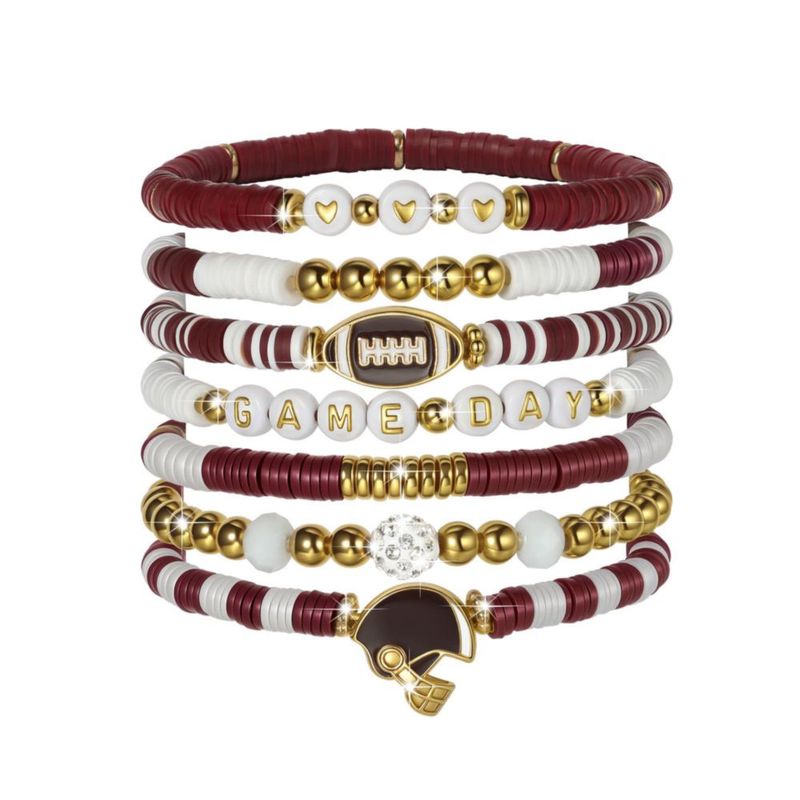 Pulsera ecozran pack de 7 unidades granate y blanco – Regalo para fanáticos del fútbol