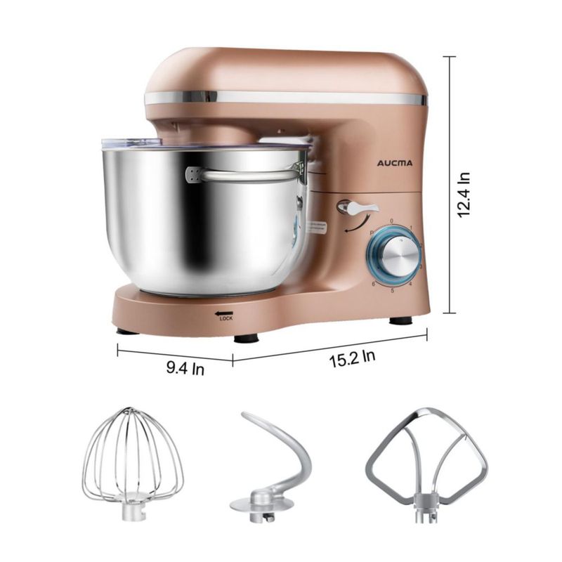 Batidora de pie Aucma 6.5QT 660W 6 velocidades Champagne