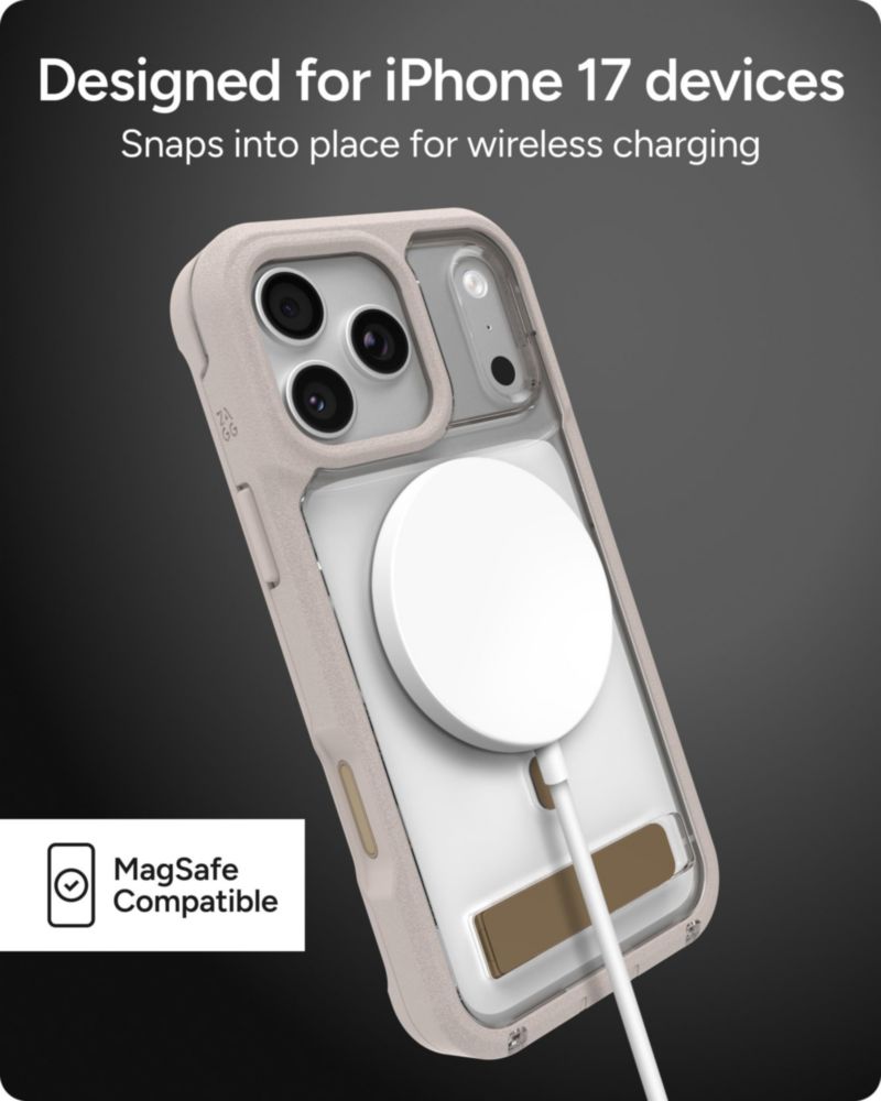Funda ZAGG iPhone 17 Pro Max gris piedra arenisca con soporte