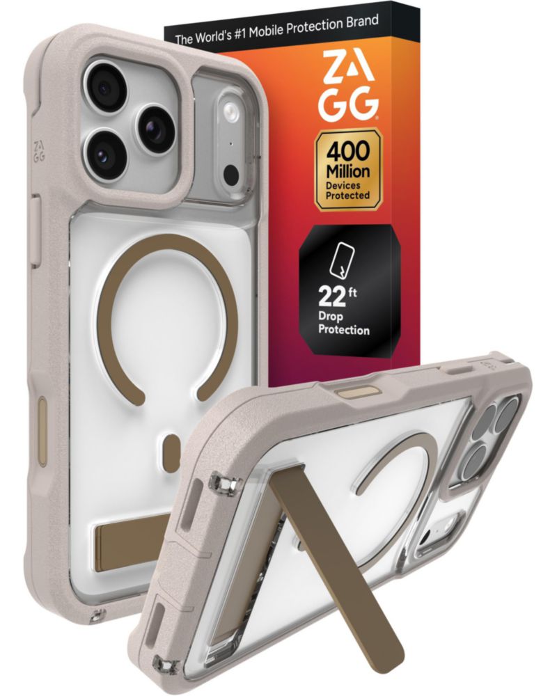 Funda ZAGG iPhone 17 Pro Max gris piedra arenisca con soporte