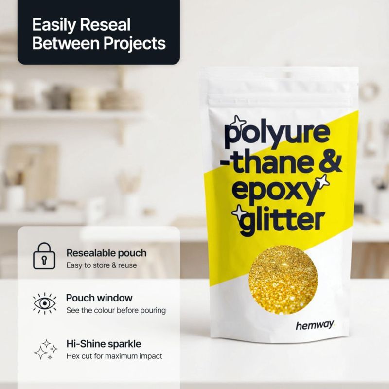 Purpurina Hemway 100 g Oro – Flocos Super Gruesos para Resina