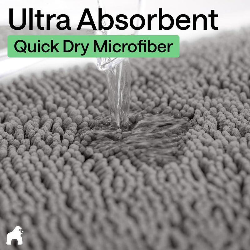 Alfombra de Baño GORILLA GRIP 122x61 cm Gris Chenille Absorbente