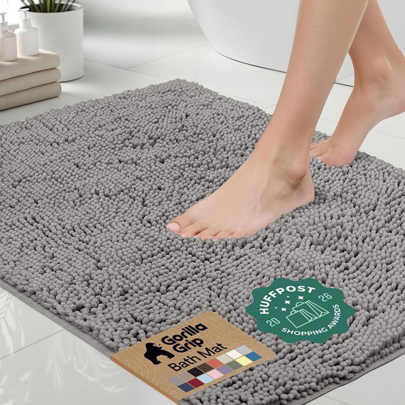 Alfombra de Baño GORILLA GRIP 122x61 cm Gris Chenille Absorbente