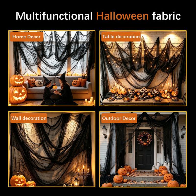 Tela OKBA de Gasa Negra 30x72 pulgadas (8 unidades) – Halloween