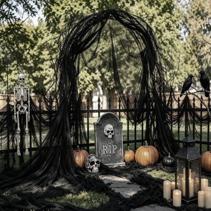 Tela OKBA de Gasa Negra 30x72 pulgadas (8 unidades) – Halloween