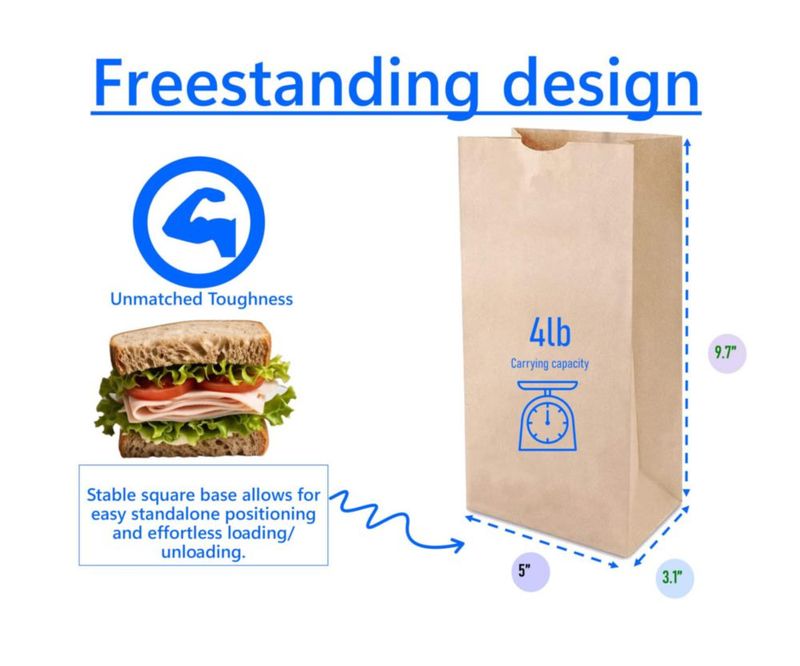 Bolsas de almuerzo Mr Miracle 100 unidades 25 × 13 × 8 cm kraft marrón