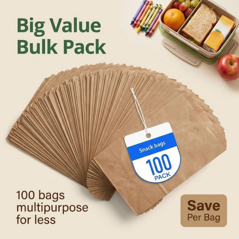 Bolsas de almuerzo Mr Miracle 100 unidades 25 × 13 × 8 cm kraft marrón
