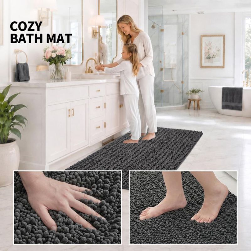 Alfombra de baño ILANGO 81x51 cm Gris Oscuro Chenille
