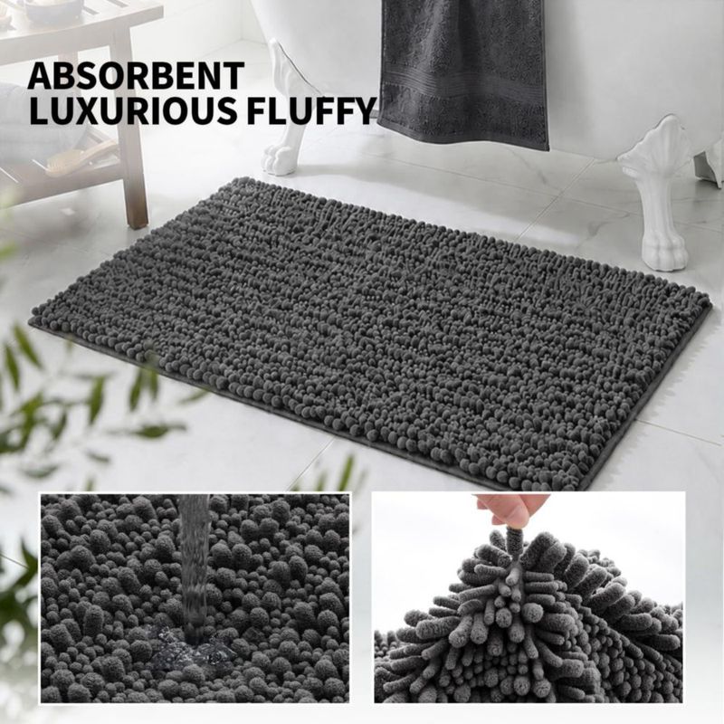 Alfombra de baño ILANGO 81x51 cm Gris Oscuro Chenille
