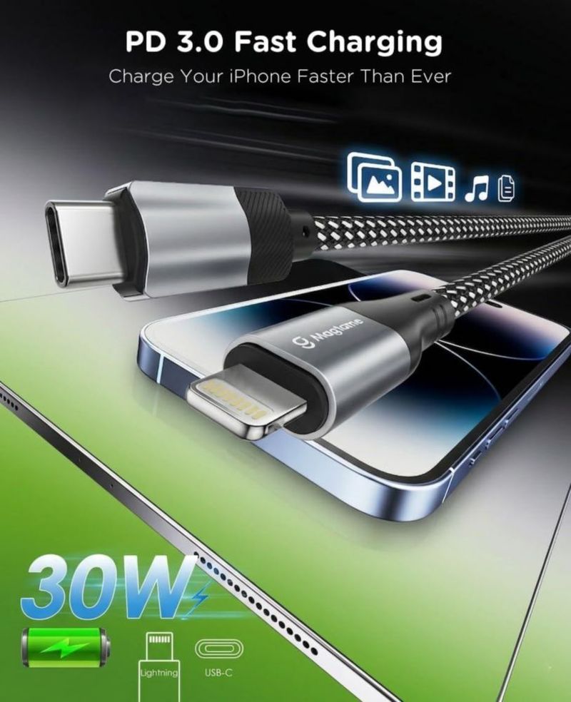 Cable Magnético Enrollable USB‑C a Lightning Magtame de 15 m