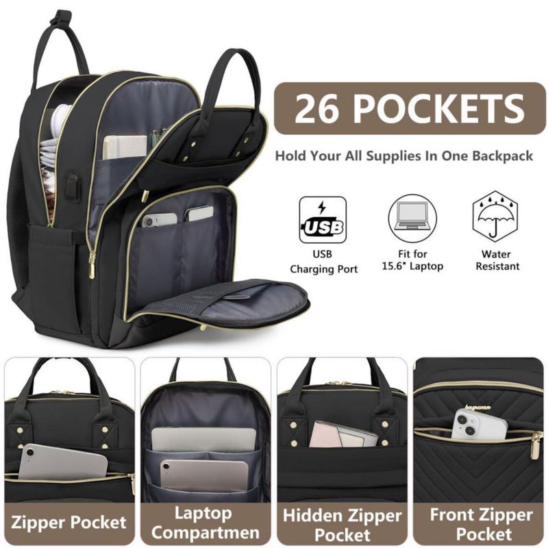 Mochila bagswan 30L 17.3" USB impermeable negra