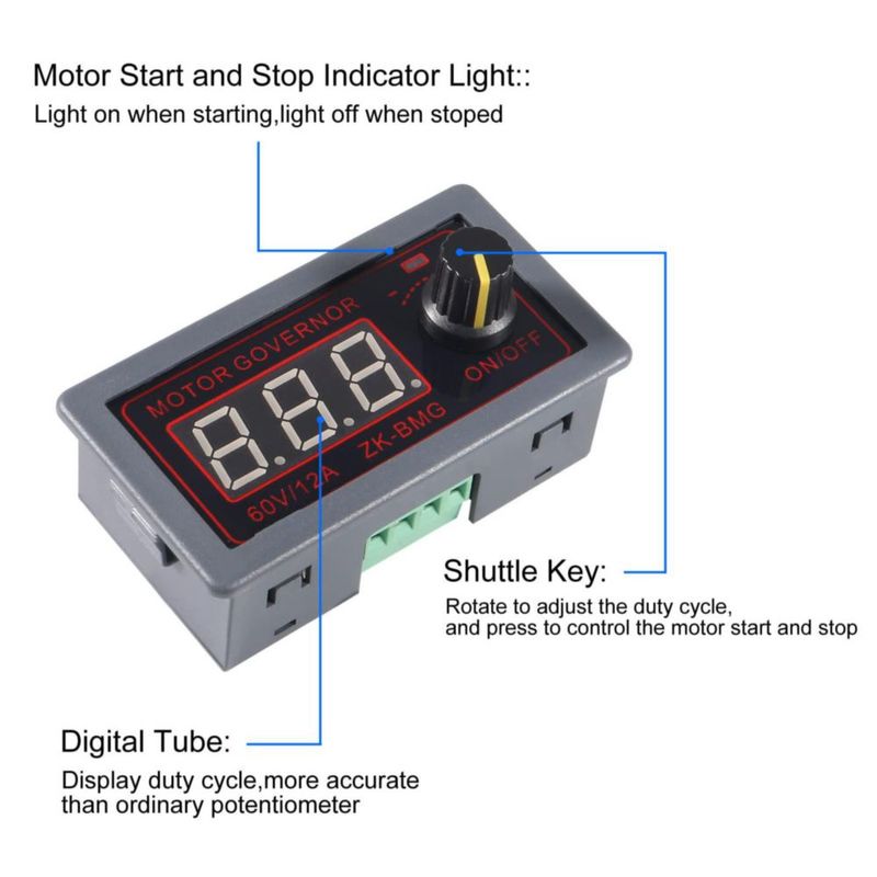 Controlador de motor Alinan 12V/24V/60V 500W PWM con pantalla LCD