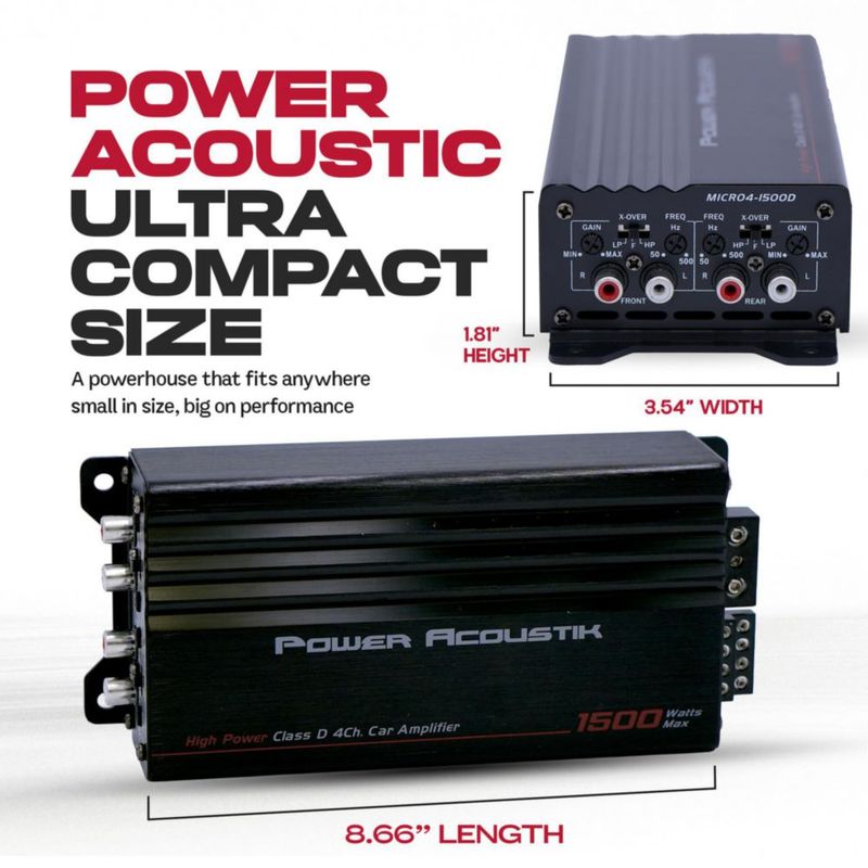 Amplificador de coche Power Acoustik 1500 W Clase D 4 canales