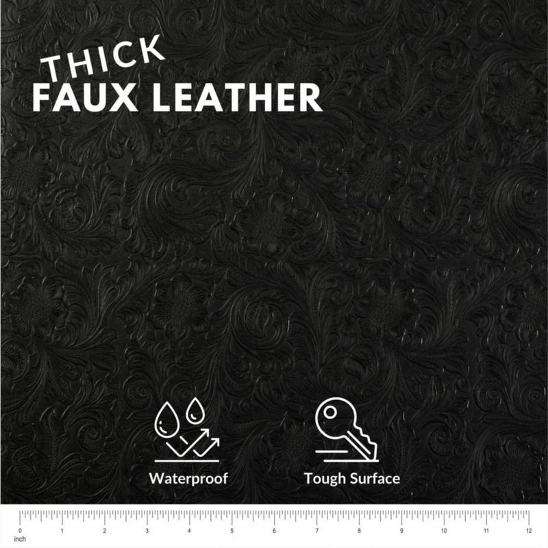 Tela SARANDAVE 91 cm Vinilo Floral en Relieve Negro