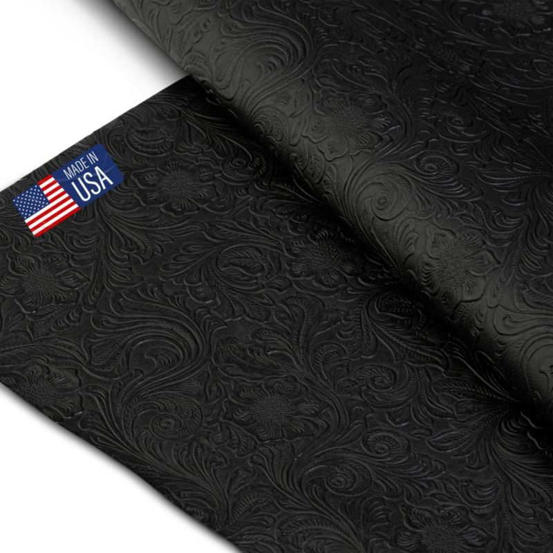 Tela SARANDAVE 91 cm Vinilo Floral en Relieve Negro