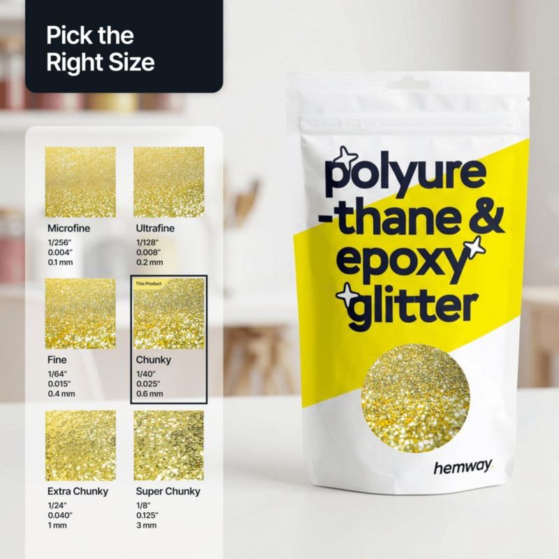 Purpurina Hemway Oro 100 g Granulosa para Resina de Poliuretano y Epoxi