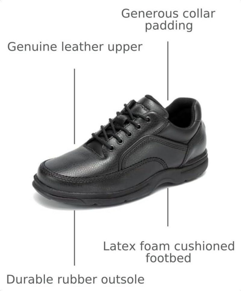 Zapato de caminar Rockport 27 cm negro ancho