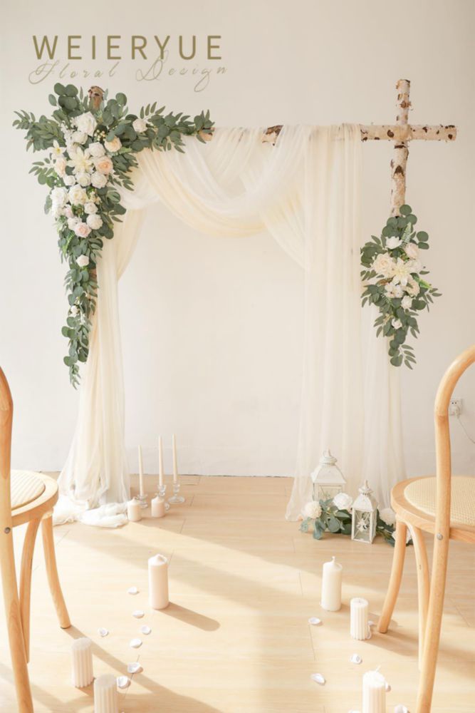 Arco de Flores WEIERYUE Blanco – Pack de 5 para Decoración de Boda