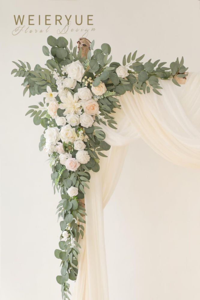 Arco de Flores WEIERYUE Blanco – Pack de 5 para Decoración de Boda