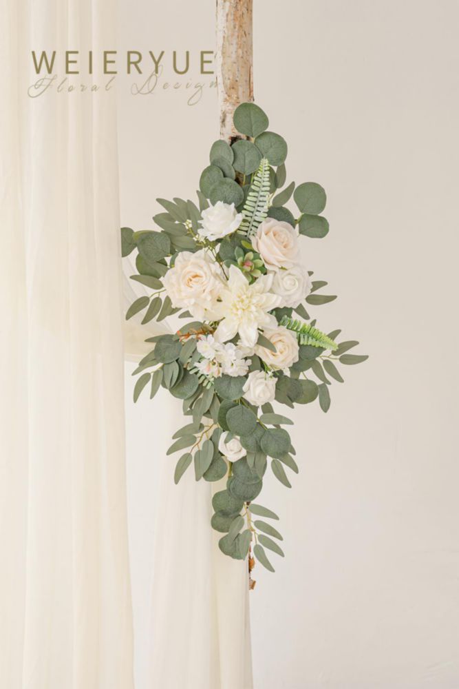 Arco de Flores WEIERYUE Blanco – Pack de 5 para Decoración de Boda