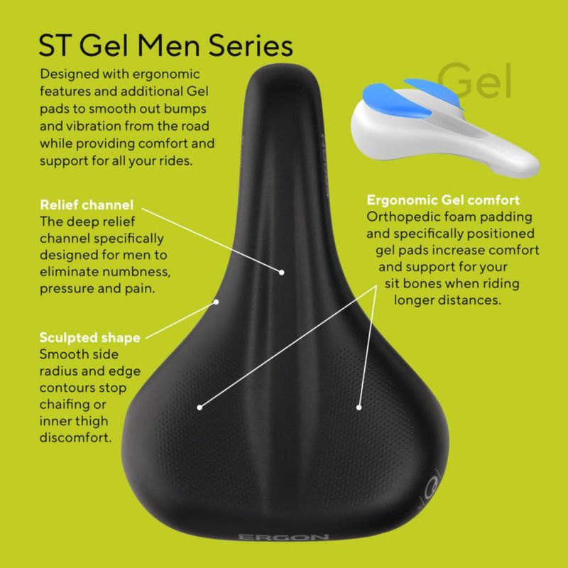 Asiento de bicicleta Ergon ST Gel para hombre negro M/L
