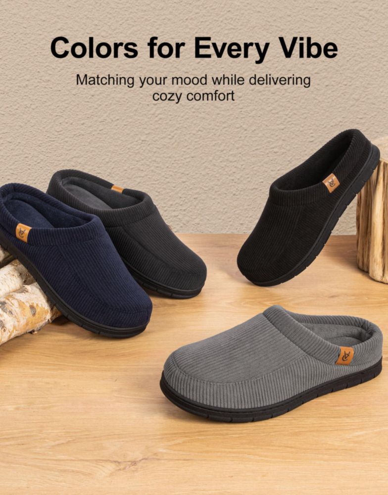 Pantufla VeraCosy para hombre de espuma viscoelástica gris frío US 9‑10