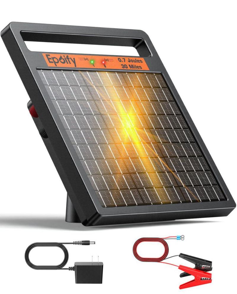 Cargador Solar de Cerca Eléctrica Epoify 07J para Aves de Corral y Ganado 30 Millas