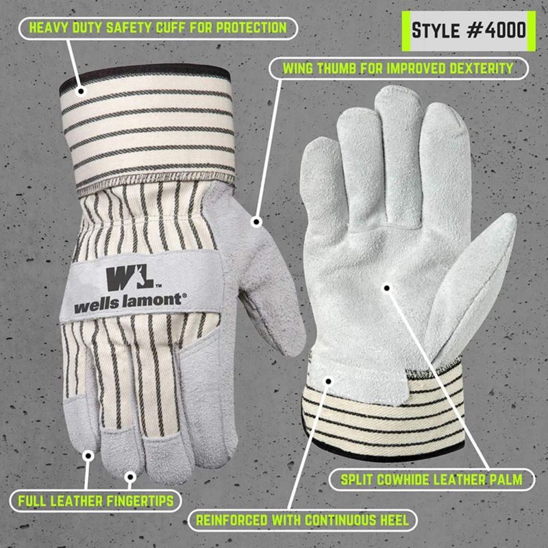 Guantes de protección Wells Lamont 4000M Leather Palm Medium