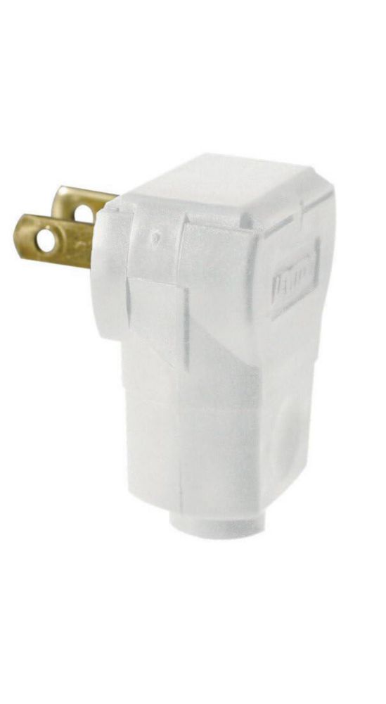 Enchufe eléctrico Leviton 101AN-W 15 amperios 125 V ángulo blanco