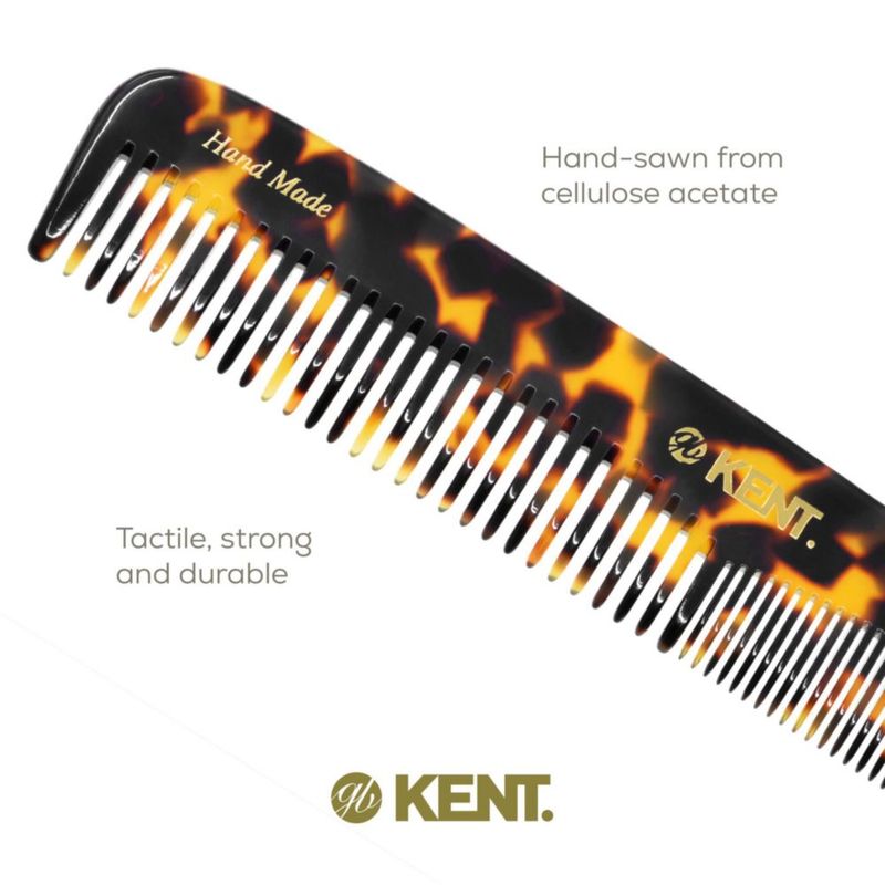 Peine de Cabello KENT 19 cm Dientes Finos/Anchos Hecho a Mano Amarillo