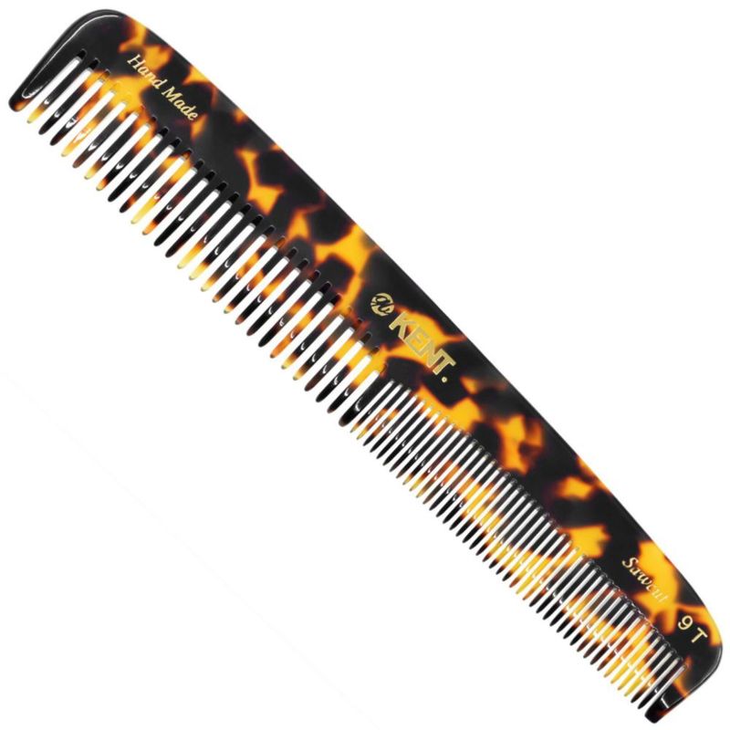 Peine de Cabello KENT 19 cm Dientes Finos/Anchos Hecho a Mano Amarillo