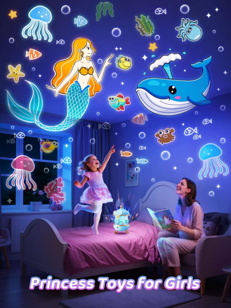 Luz nocturna PIKOY Snow para niños proyector de estrellas con 15 sonidos de ruido blanco + 16 películas + 336 colores rotación 360° + control remoto +