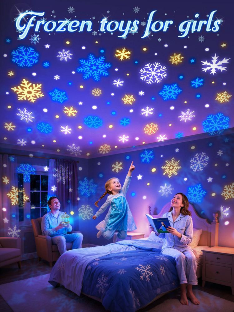 Luz nocturna PIKOY Snow para niños proyector de estrellas con 15 sonidos de ruido blanco + 16 películas + 336 colores rotación 360° + control remoto +