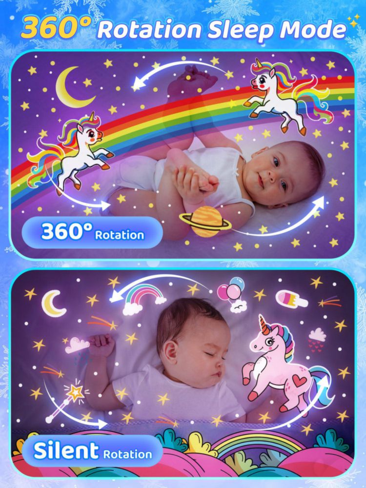 Luz nocturna PIKOY Snow para niños proyector de estrellas con 15 sonidos de ruido blanco + 16 películas + 336 colores rotación 360° + control remoto +