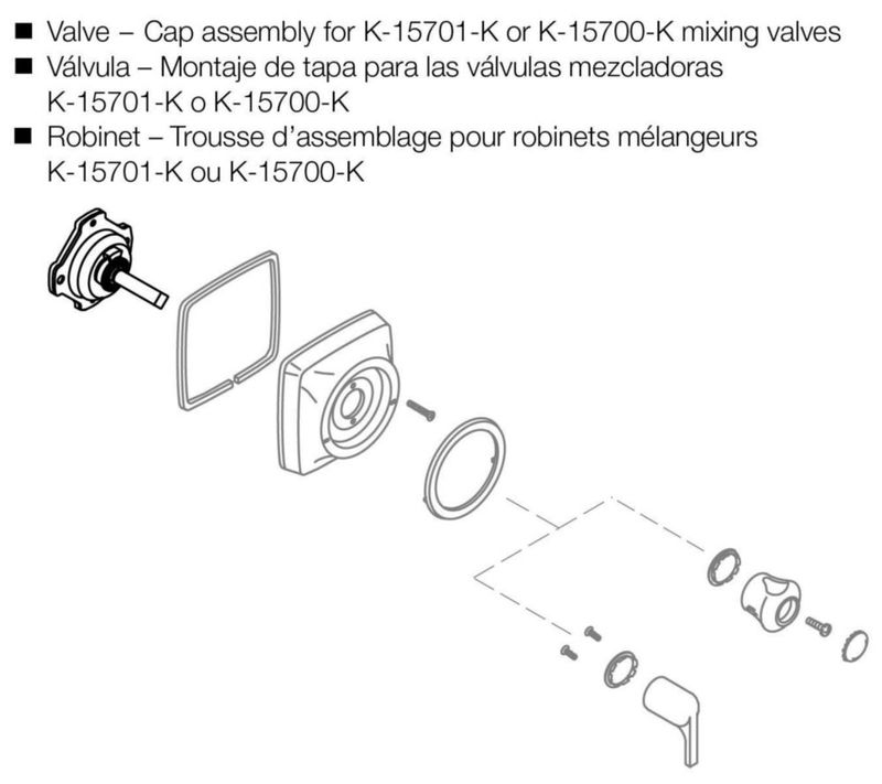 Válvula KOHLER GP77886 tapa mezcladora vástago de latón