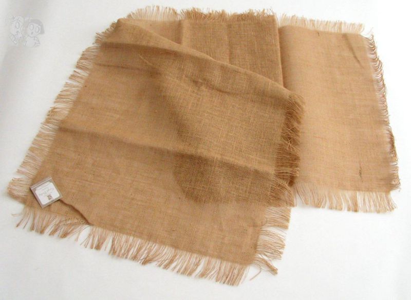 Caminero de mesa SARO LIFESTYLE de yute natural con flecos 51 × 178 cm