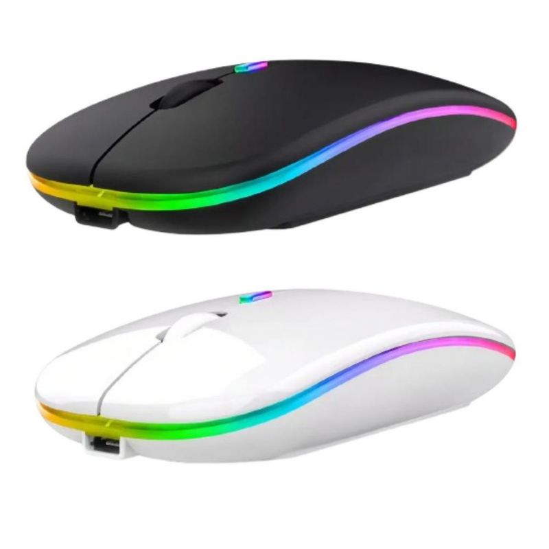 Mouse Inalámbrico Mini, Recargable USB, Bluetooth 5.0 Portátil 2pzs Blanco-Negro