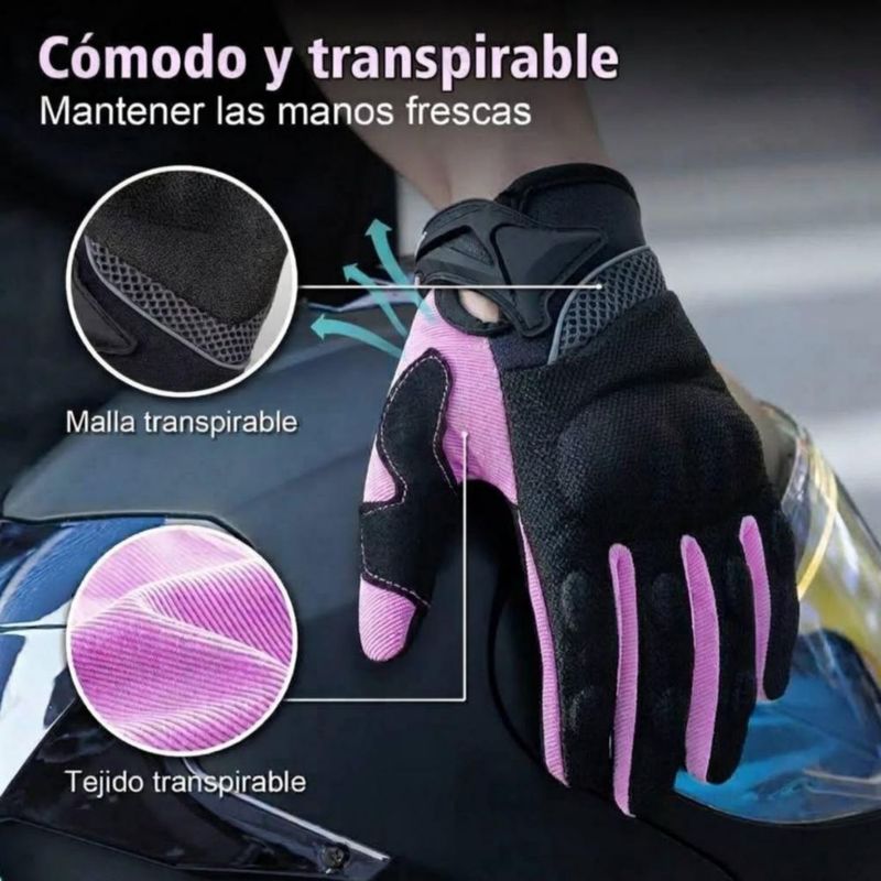 Guantes Para Motociclista Mujer Y Hombre Rosa