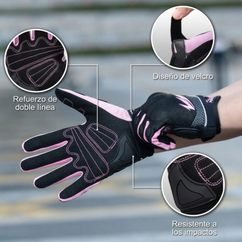 Guantes Para Motociclista Mujer Y Hombre Rosa