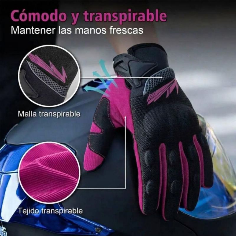 Guantes Para Motociclista Mujer Y Hombre Fucsia