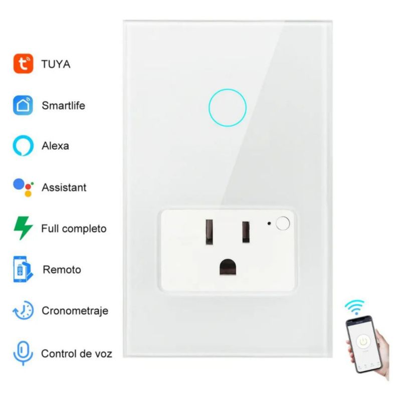 Enchufe Interruptor Wifi 1 Vida inteligente Blanco