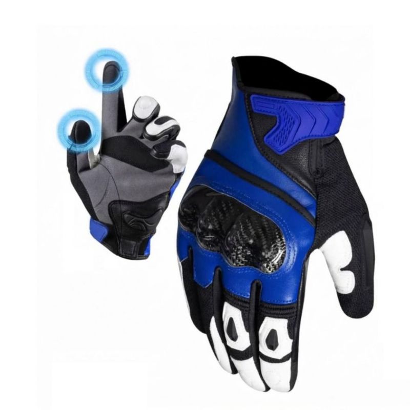 Guantes Para Motocicleta De Piel Hombre Y Mujer Azul