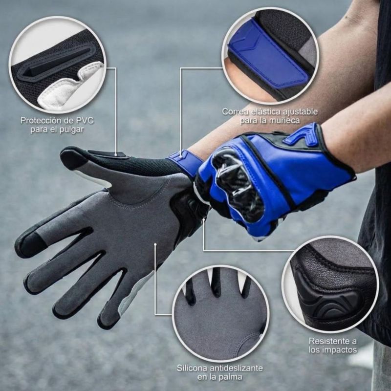 Guantes Para Motocicleta De Piel Hombre Y Mujer Azul