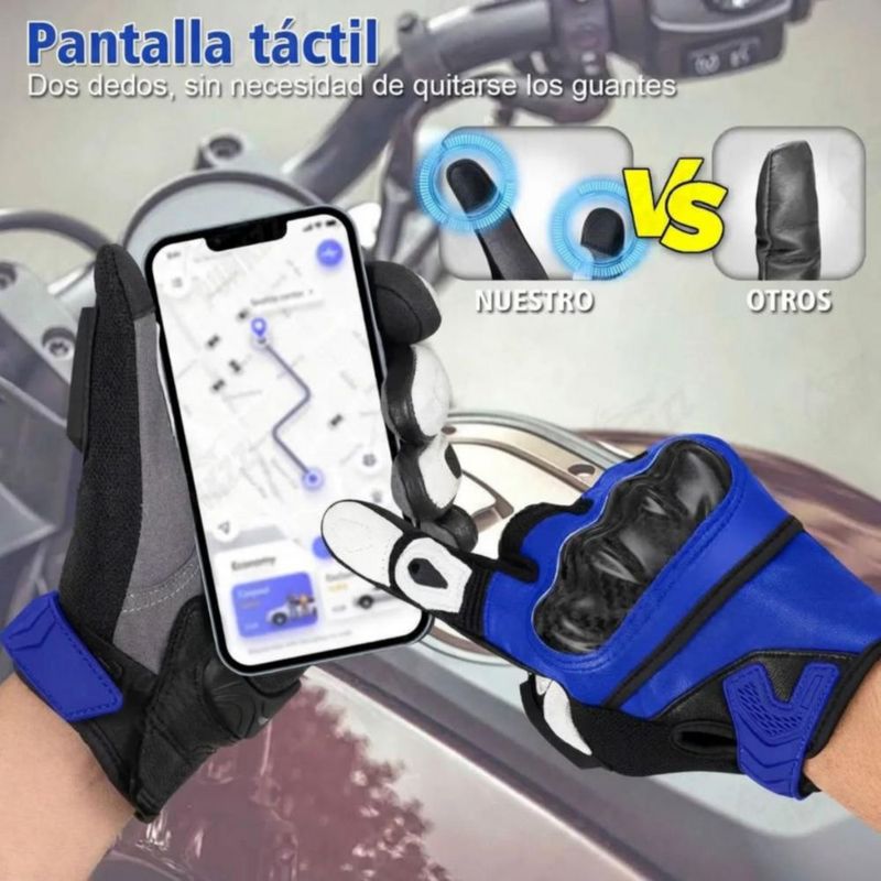 Guantes Para Motocicleta De Piel Hombre Y Mujer Azul