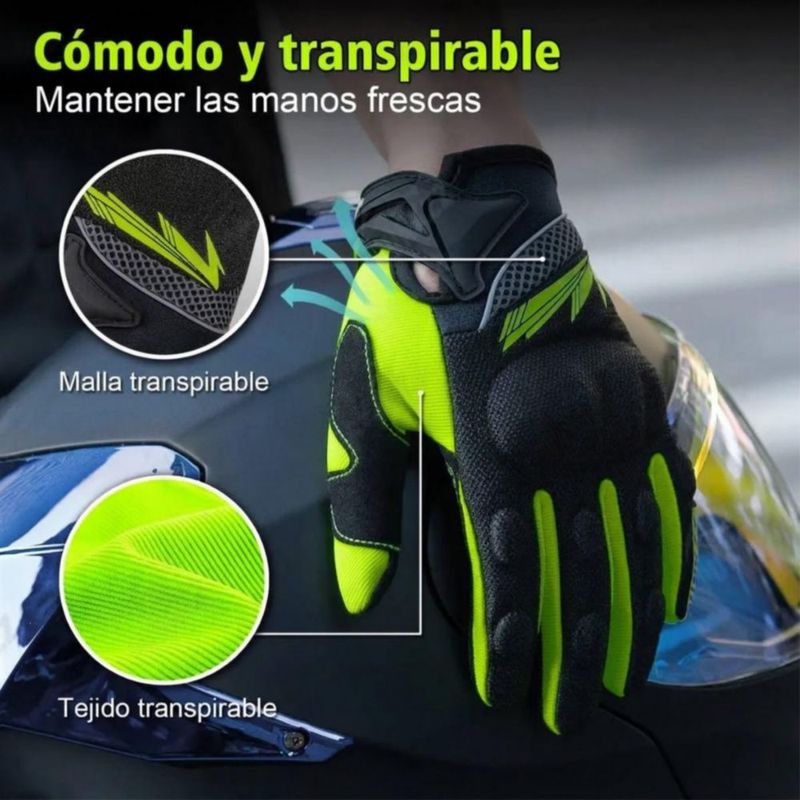 Guantes Para Motociclista Mujer Y Hombre Verde